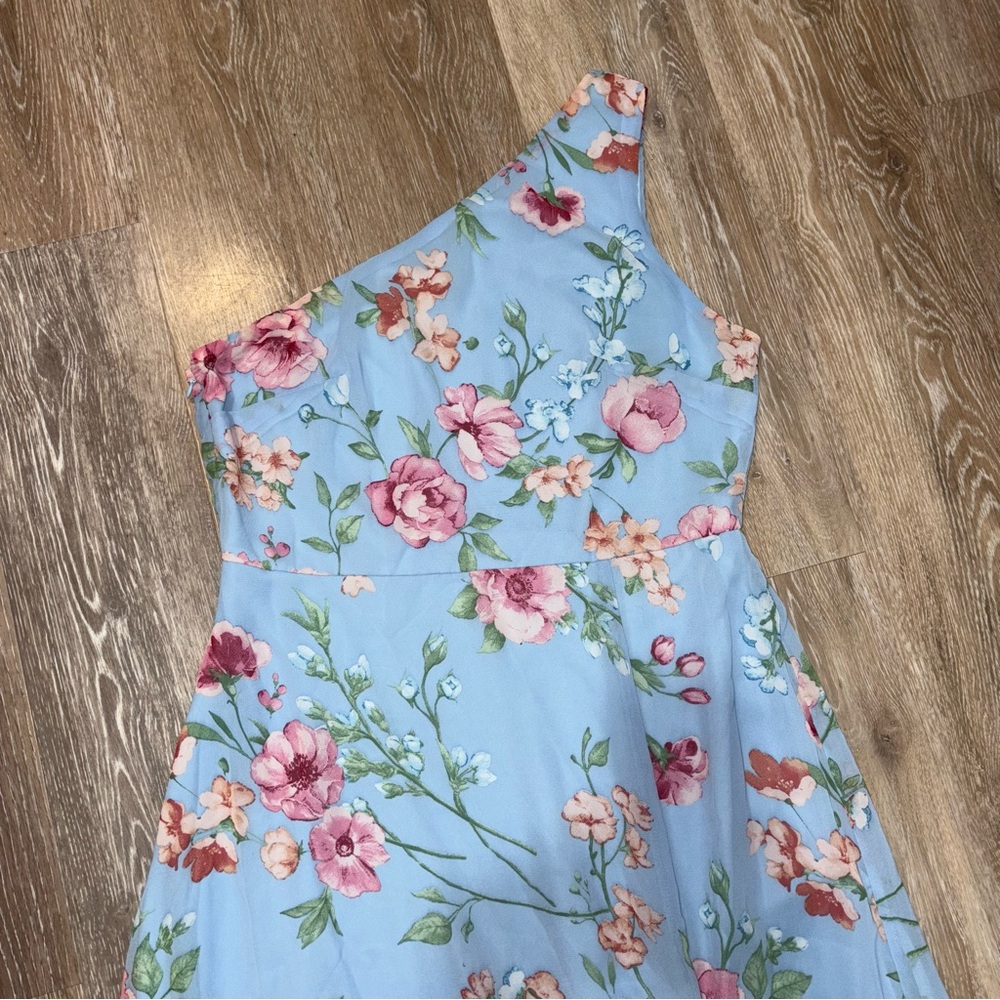 Lulus Elegant Admiration Light Blue Floral One-Shoulder Maxi Dress - Picture 5 of 6